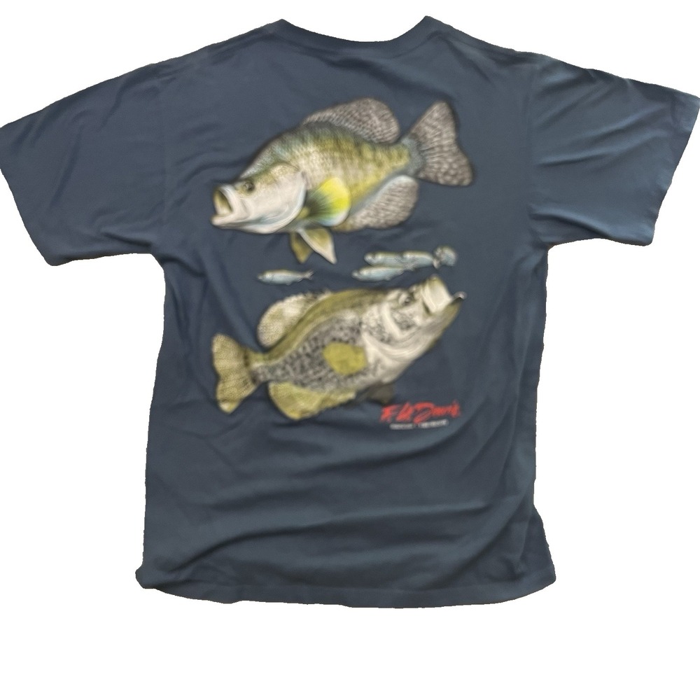 FH Davis Outdoors Crappie Fishing T-Shirt Size M Men's Fruit of The Loom Heavy